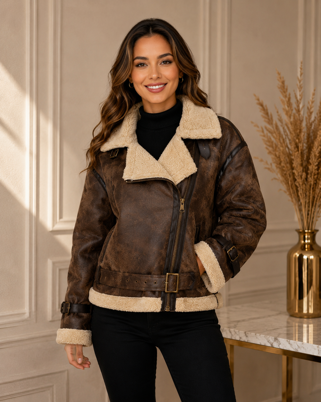 CHAQUETA BIKER AVIADORA FORRADA PREMIUN